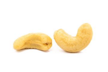 Roasted salted cashews isolated on a white background