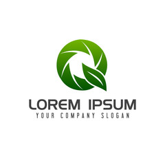 letter q leaf logo design concept template