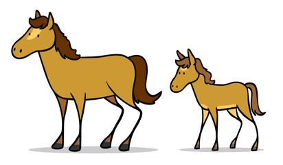 Cartoon Pferd mit Fohlen