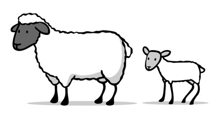 Niedliches Cartoon Schaf mit Lamm