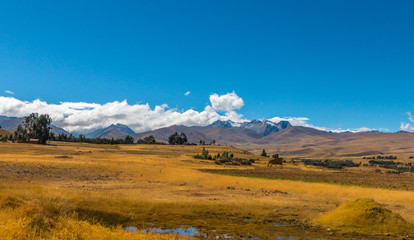view on the andes mountains in the ancash region peru