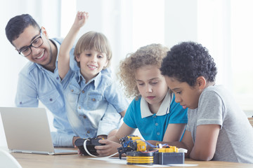 Children and teacher during classes