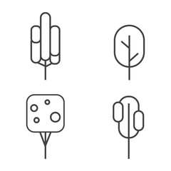 Set of vector line Trees. Forest creative icons