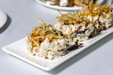 Shrimp salad with mayonnaise.