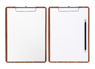 wooden clipboard on white background