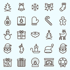 Christmas Holidays Minimalistic Flat Line Stroke Icon Pictogram Illustration Set Collection