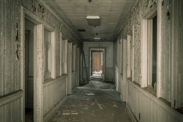 Dingy hallway of an abandoned office
