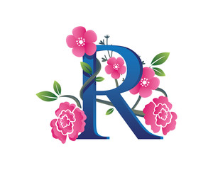 Elegant Floral R Alphabet Logo Illustration