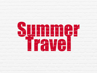 Tourism concept: Summer Travel on wall background