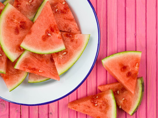 Plate of Cut Watermelon Segments