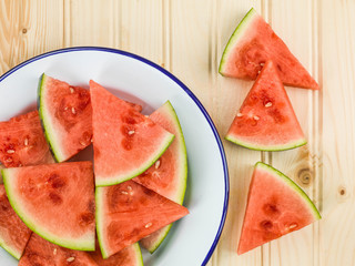Plate of Cut Watermelon Segments