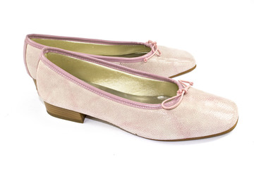 Pink Casual Sensible Flat Shoe on White Background