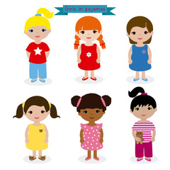 Set girls in pajamas