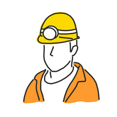 Labor. Builder and worker in various poses. hand drawn. line drawing. vector illustration.