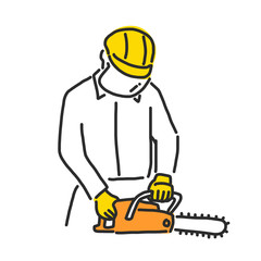 Labor. Builder and worker in various poses. hand drawn. line drawing. vector illustration.