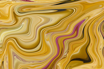 Liquid gold surface artwork with yellow paints