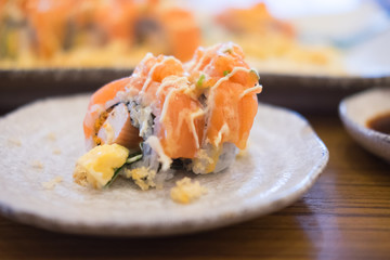 salmon sushi rolls