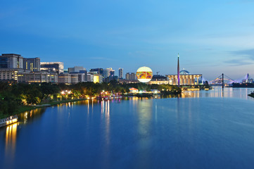 Naklejka premium Night scenery at Putrajaya, Malaysia.