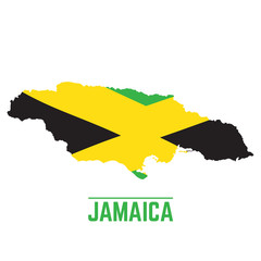 Flag and map of Jamaica, Vector illustration