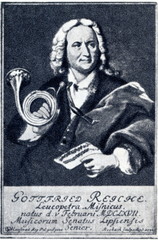Gottfried Reiche (1667&ndash;1734), German trumpet player and composer of the Baroque era (Elias Gottlob Haussmann, 1727)