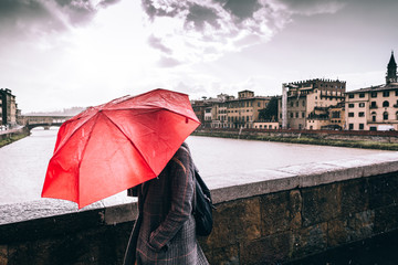 Red umbrella in Florence