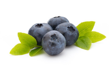 Fresh blueberries on a white background.