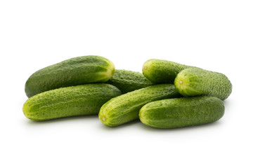 Eco cucumber on white background. Fresh vegetables.