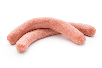 Raw sausages with herbs and spices.