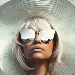 Schöne Dame mit Hut und Sonnenbrille © soup studio