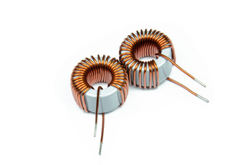 Inductor Copper coils isolated on white background