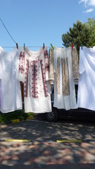 Traditionelle Textilien mit Stickerein in Bukovina in Rumänien