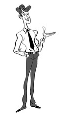 Young executive explaining line art