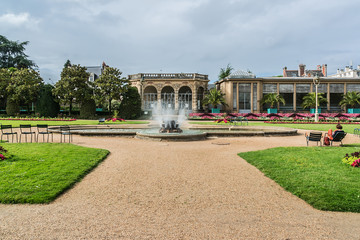 Thabor park (Le parc du Thabor) in Rennes - one of finest examples of landscape art of the XIII century public parks. Thabor Park is the pride of Rennes. Ille-et-Vilaine department, Rennes, France.