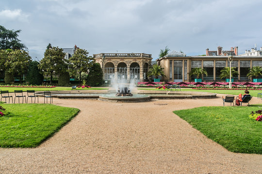 Thabor park (Le parc du Thabor) in Rennes - one of finest examples of landscape art of the XIII century public parks. Thabor Park is the pride of Rennes. Ille-et-Vilaine department, Rennes, France.