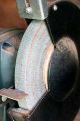 Old off a grinding machine close up