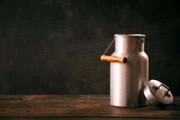 Still life with metal vintage milk can