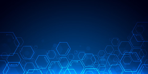 Fototapeta premium Abstract hexagon background , Technology polygonal concept