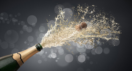 Champagner-Splash vor Grau 1