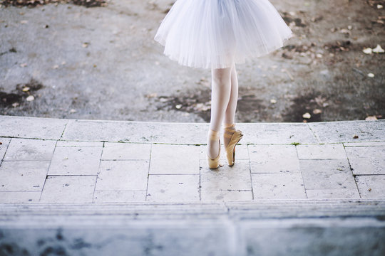 Young beautiful ballerina dancing