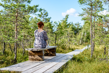 Fototapeta premium young woman enjoying nature