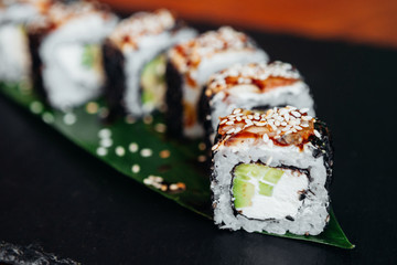 Rolls in a Japanese restaurant