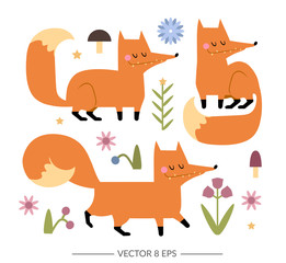 Cute vector foxes