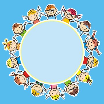 happy kids, banner, vector icon