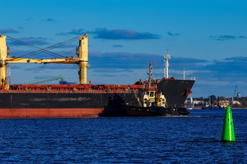Black cargo ship