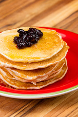 fresh pancakes with a blueberry compote