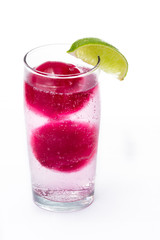 refreshing cocktail with red ice balls