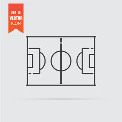 Football field icon in flat style isolated on grey background.