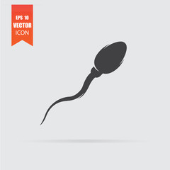Sperm icon in flat style isolated on grey background.