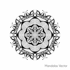 Beautiful floral design mandala design icon. Round Ornament Pattern. Hand drawing  - obrazy, fototapety, plakaty