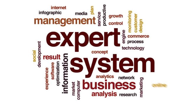 Expert system computing animated word cloud, text design animation.